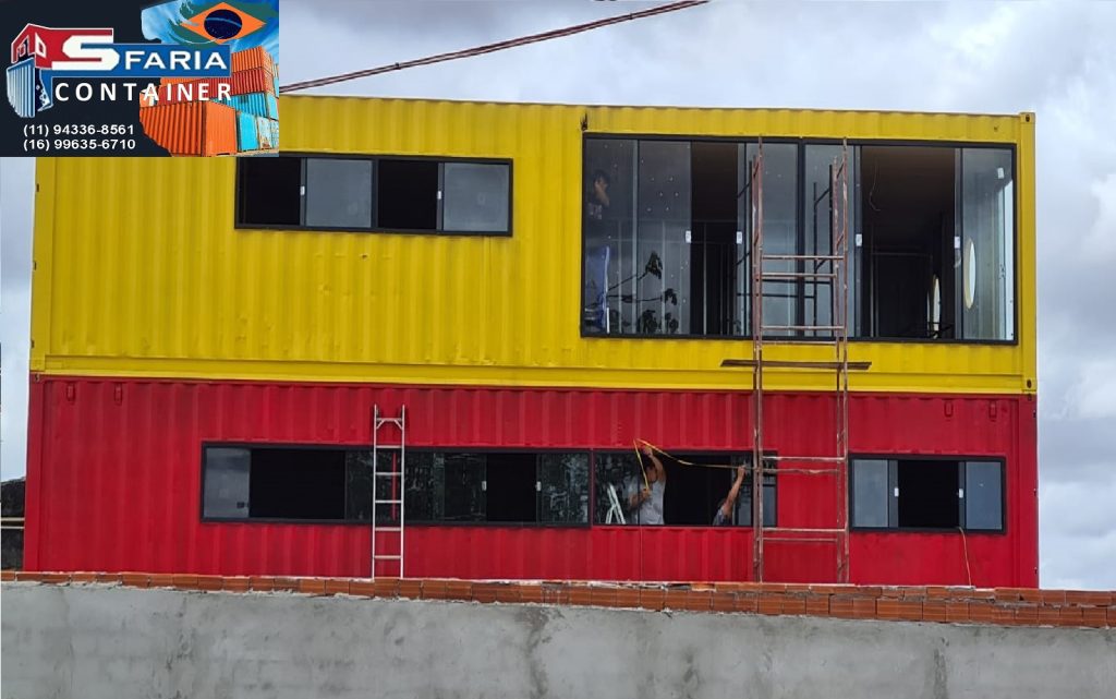 Projeto container Prédio comercial 240m2 com 8 Container 40 pés HC